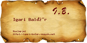 Igari Balár névjegykártya